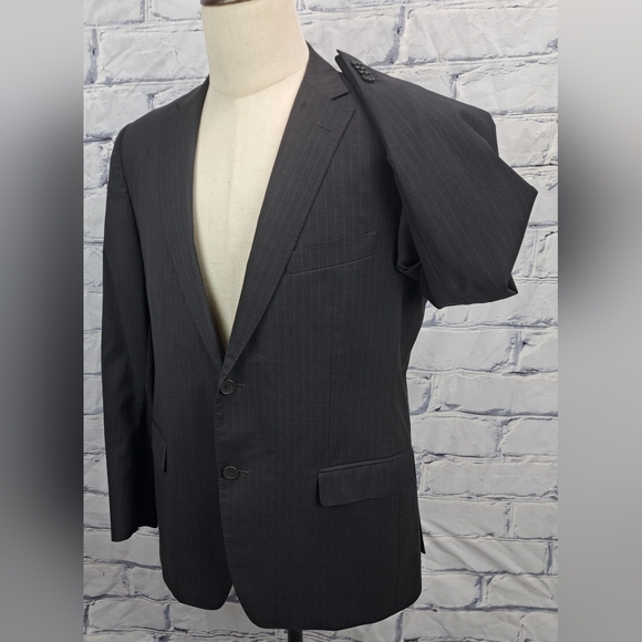 Z Zegna Men's Blazer Sport Coat Jacket City Gray Striped 100% Wool 40R - Picture 4 of 16